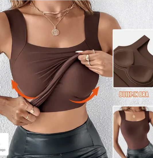 💖Thermo-Tanktops mit U-Ausschnitt und integriertem BH für Damen