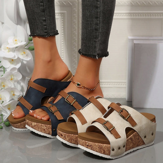 2025🔥Plateau-Sandalen mit Keilabsatz und Cut-outs