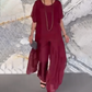 ✨ Stylisches, einfarbiges Zweiteiler-Set aus mercerisierter Baumwolle für Damen. [Oberteil + Hose]