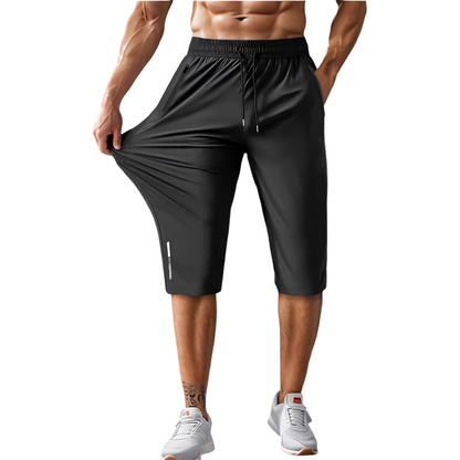 Schnelltrocknende Herren-Sportcapris mit Reißverschlusstaschen