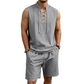 👕  ✨ Herren Leinen-Set – Ärmelloses Top mit Schnürung, Shorts, 7 Farben ☀️