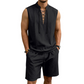 👕  ✨ Herren Leinen-Set – Ärmelloses Top mit Schnürung, Shorts, 7 Farben ☀️