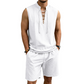 👕  ✨ Herren Leinen-Set – Ärmelloses Top mit Schnürung, Shorts, 7 Farben ☀️