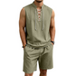 👕  ✨ Herren Leinen-Set – Ärmelloses Top mit Schnürung, Shorts, 7 Farben ☀️