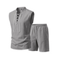 👕  ✨ Herren Leinen-Set – Ärmelloses Top mit Schnürung, Shorts, 7 Farben ☀️