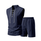 👕  ✨ Herren Leinen-Set – Ärmelloses Top mit Schnürung, Shorts, 7 Farben ☀️