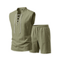 👕  ✨ Herren Leinen-Set – Ärmelloses Top mit Schnürung, Shorts, 7 Farben ☀️