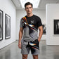 🔥Herren Sport & Freizeit Set: T-Shirt & Shorts mit abstraktem Print – Schnelltrocknend & bequem für Sommer🛍️