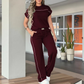 🔥Women's Casual Short Sleeve Top & Wide Leg Pants Set